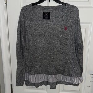 U.S. Polo Assn. Charcoal Sweater with Pink Logo